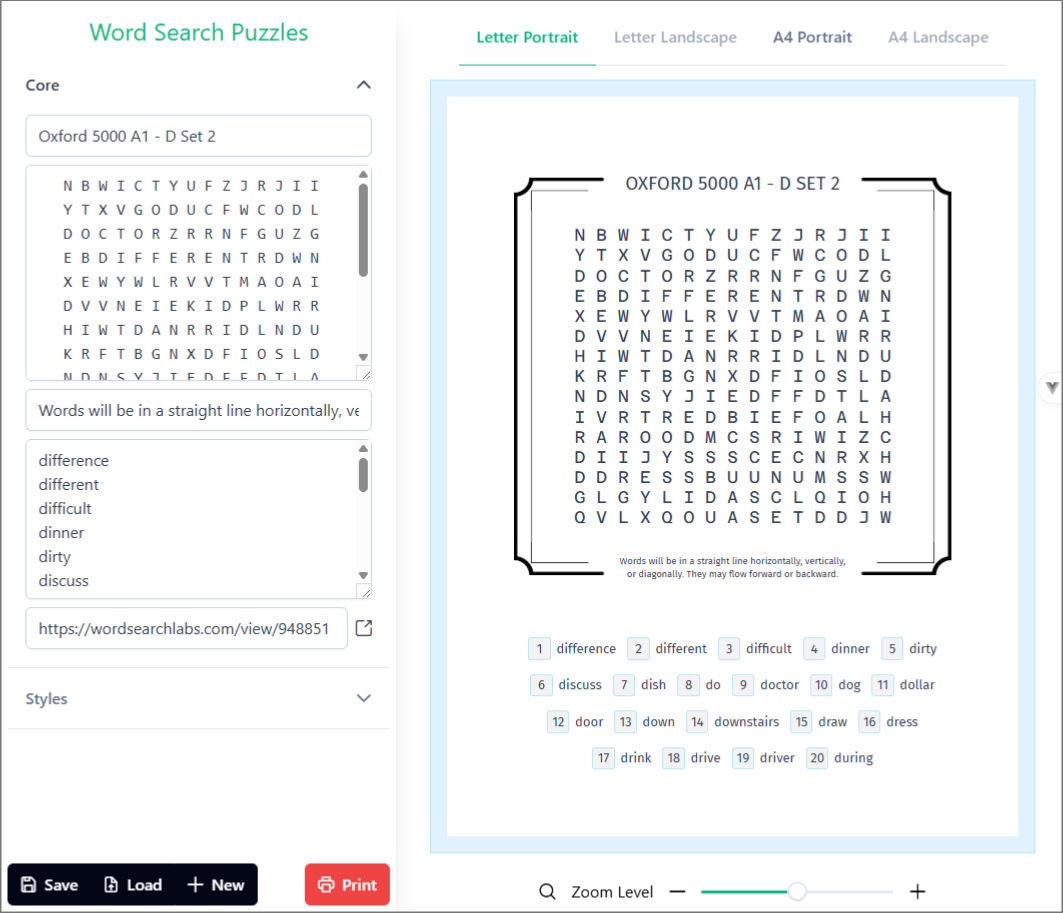 Word Search Puzzle - The Core Interface